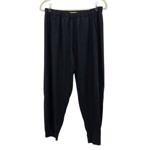 Babaton Fine Japanese Fabric Black Pull On Tapered High Waisted Ankle Pants Med